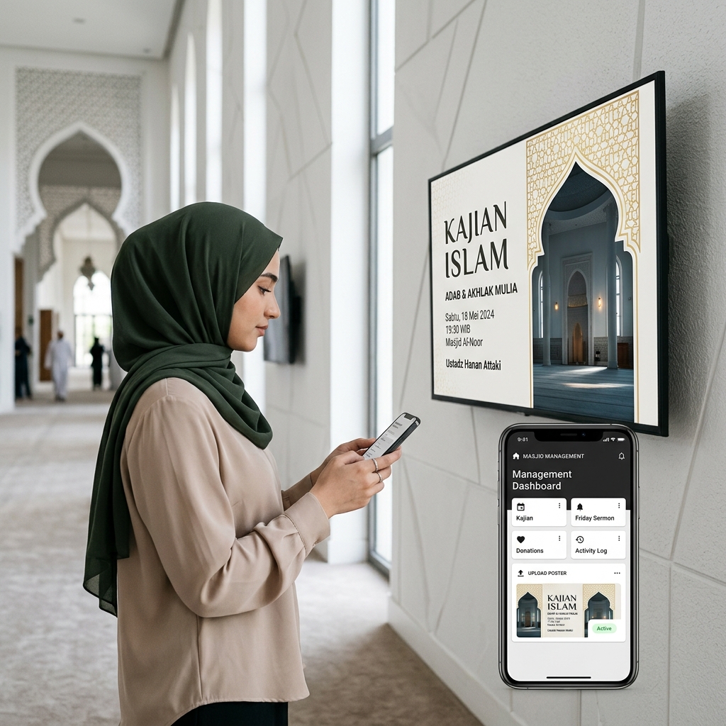 Cara Mengatur Poster Kajian Otomatis di TV Masjid Secara Remote